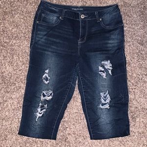 Maurice’s. Size L, dark, distressed begging